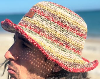 Handwoven Hemp Sun Hat: Adjustable Wire Brim