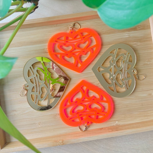 Double Happiness Acrylic Earrings | Statement Earrings | Laser Cut Earrings | Lunar New Year Earrings | Bold + Fun