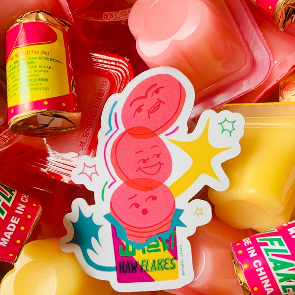 Haw Flake Aufkleber: Nostalgischer asiatischer Snack, glänzender wasserfester Aufkleber