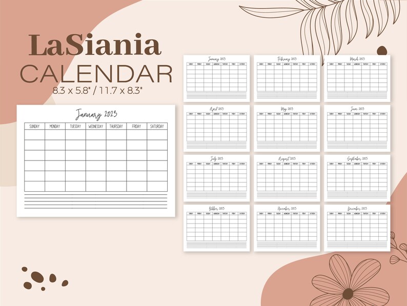 2023 2025 Calendar Printable Monthly Calendar Twister Font Etsy