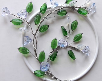 Unique soldered glass bead window decoration Suncatcher wreath light lilac