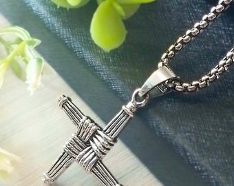 Saint Brigid's Cross, Celtic Cross Necklace, Irish Jewelry, Wiccan Jewelry, St. Bridget's Cross 925 Sterling Silver Pendat Religious Jewelry