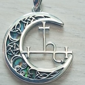 Lilith Seal In The Mother-Of-Pearl Moon, Celtic Occult, Witchcraft Jewelry, Sterling Silver 925 Pendant For Woment For Her, Handmade Jewelry