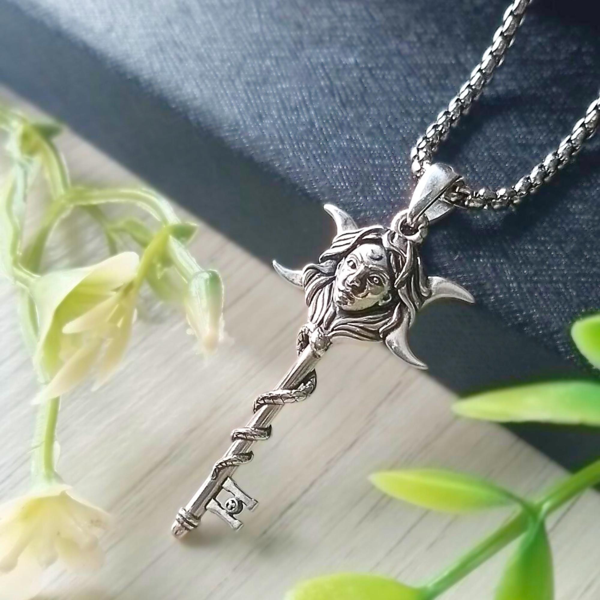 Key Triple Moon Goddess Hecate Pendant 925 Sterling Silver Wiccan ...