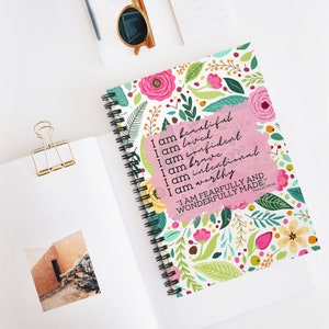 Daily Affirmations for Women/Girls Journal, I Psalm 139:14 Fearfully and Wonderfully Made, Journal, Spiral Notebook - Ruled Line 118 pages
