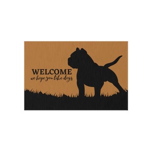 Pit Bull, Welcome, We Hope You Like Dogs Outdoor Rug, Doormat 24x36&quot;
