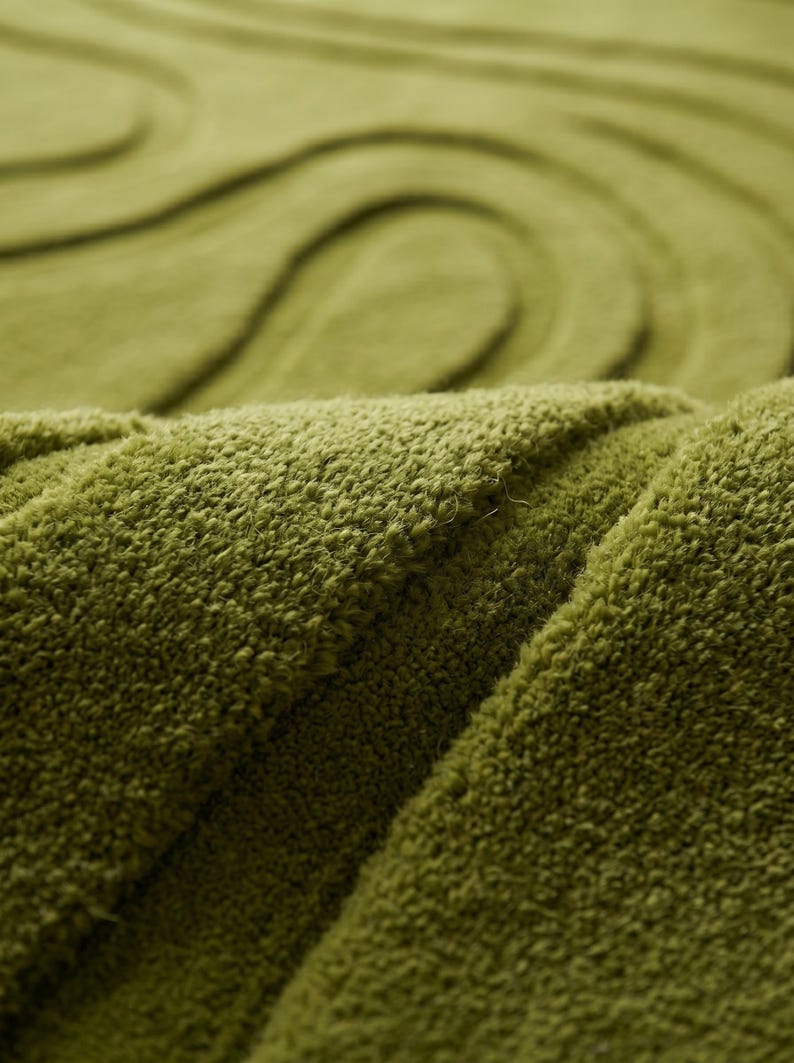 3d Tuffted Rug Hand-tufted Wool Rug, 3D Wavy Textured Olive Green Area Rug - Etsy UK