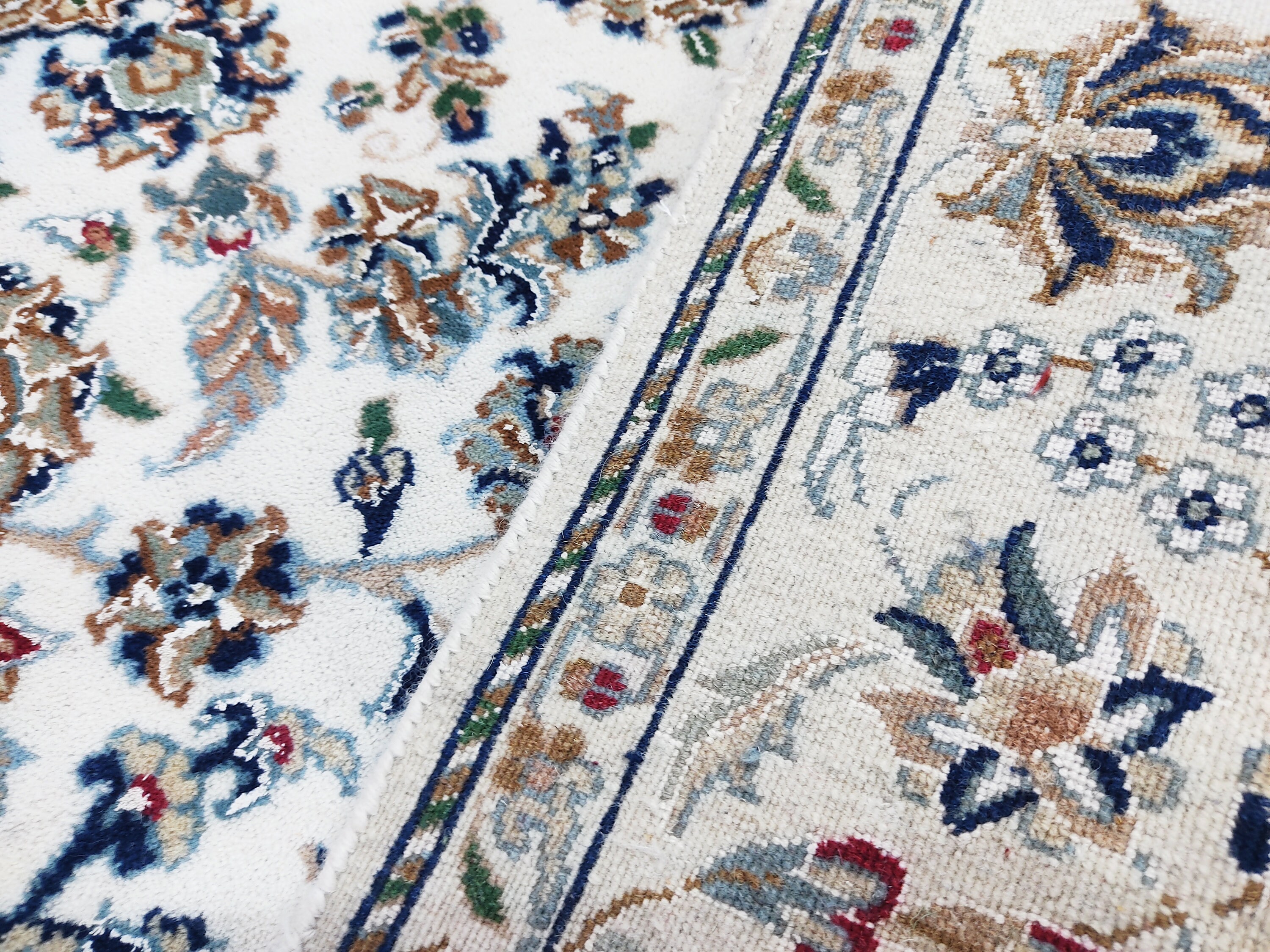 Hand-knotted Wool & Silk Nain Rug: Traditional Persian Style Design - Etsy