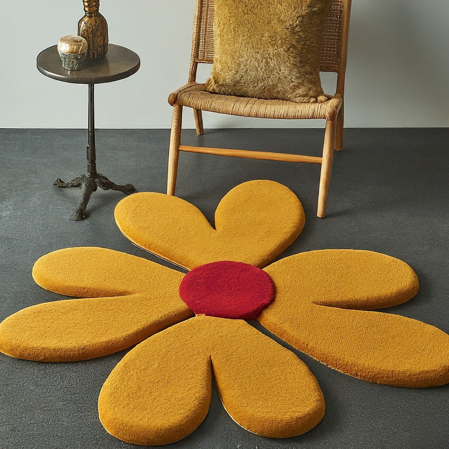 Flower Shape Hand Tufted Wool Rug 4x4, Best for Kids Room, Living Room ...