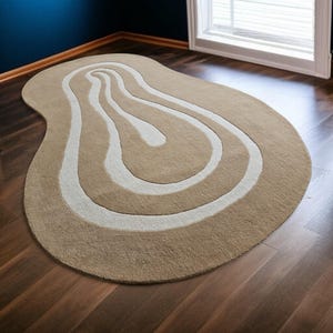 Irregular Tufted Rug: Handmade Boho Carpet, Modern Home Decor