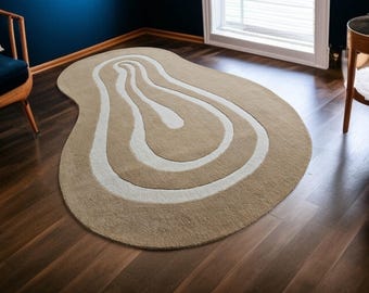 Irregular Tufted Rug: Handmade Boho Carpet, Modern Home Decor