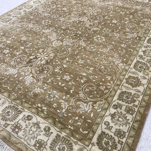 Handknotted Area Rug 8x10 | Vintage Persian Carpet for Living Room & Bedroom Decor, Brown Traditional Design