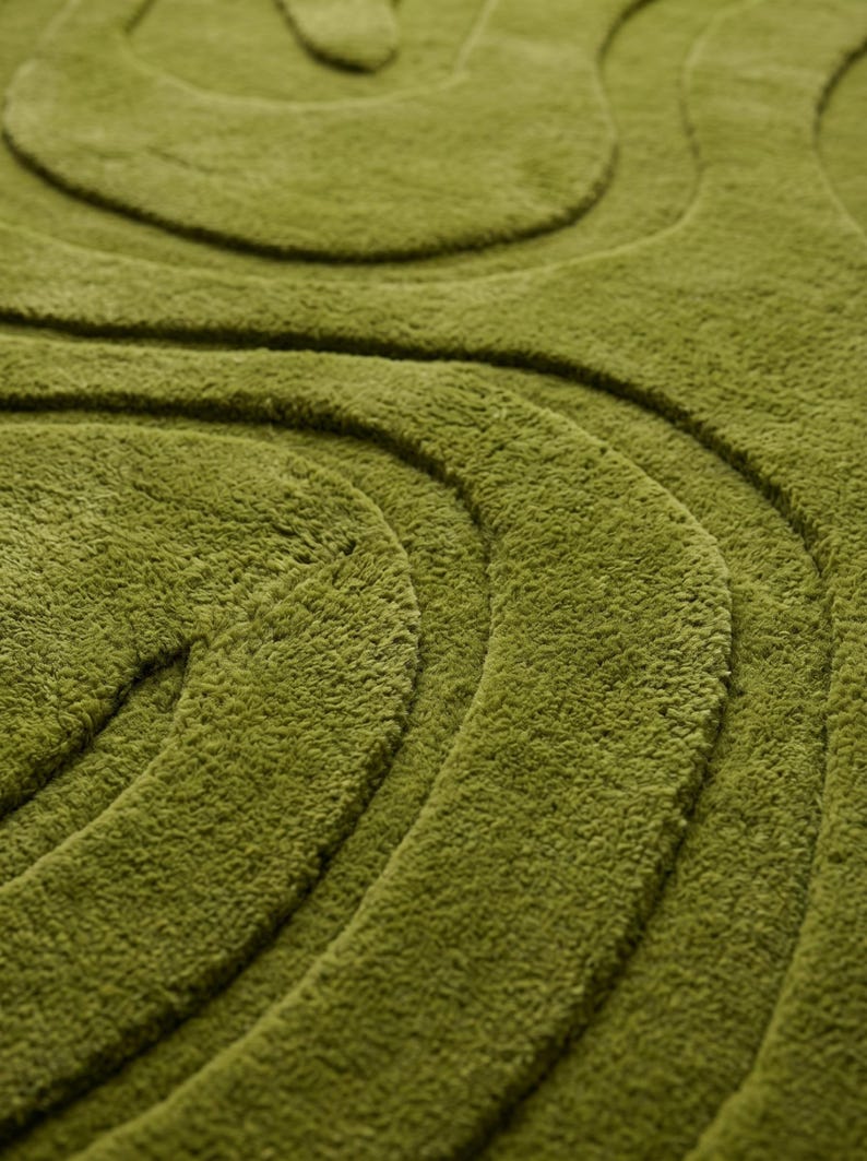 3d Tuffted Rug Hand-tufted Wool Rug, 3D Wavy Textured Olive Green Area Rug - Etsy UK