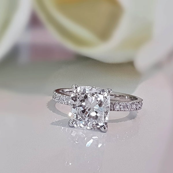 1 Carat Cushion Ring, 1 CT IGI Certified F VS1 CVD Lab Diamond Cushion Cut Engagement Ring, Lab Grown Diamond Engagement Ring, Lab Rings