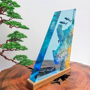Whale shark and diver large resin lamp, Best gifts for loved ones, Resin art lamp, Ocean adventure, Unique luxury crafts, Gifts from the sea