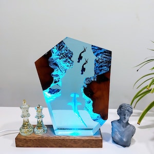 Hammerhead Shark Lights and Diving Teams-Unique Design-For a wide choice of Stands, Blue Crystals, Deep Sea Wonders, Unique Handcrafted Toys