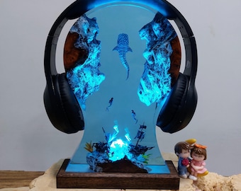 Walhai Lampe: Handgefertigtes Ozean Diorama mit Kristall Lichtern