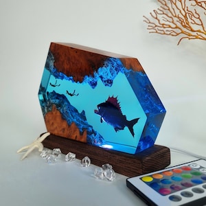 Ocean Exploration, Deep Sea Wonders, Survival Battle, Caribe Sea Monster Fish, Epoxy Resin Art, Unique Handmade Gift,  A gift from the sea.