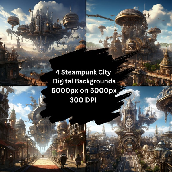 Steampunk City AI Stunning Digital Backdrops for Captivating Imagery!