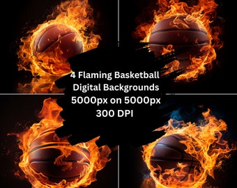 Flaming Basketball AI Verbluffende digitale achtergronden voor boeiende beelden!
