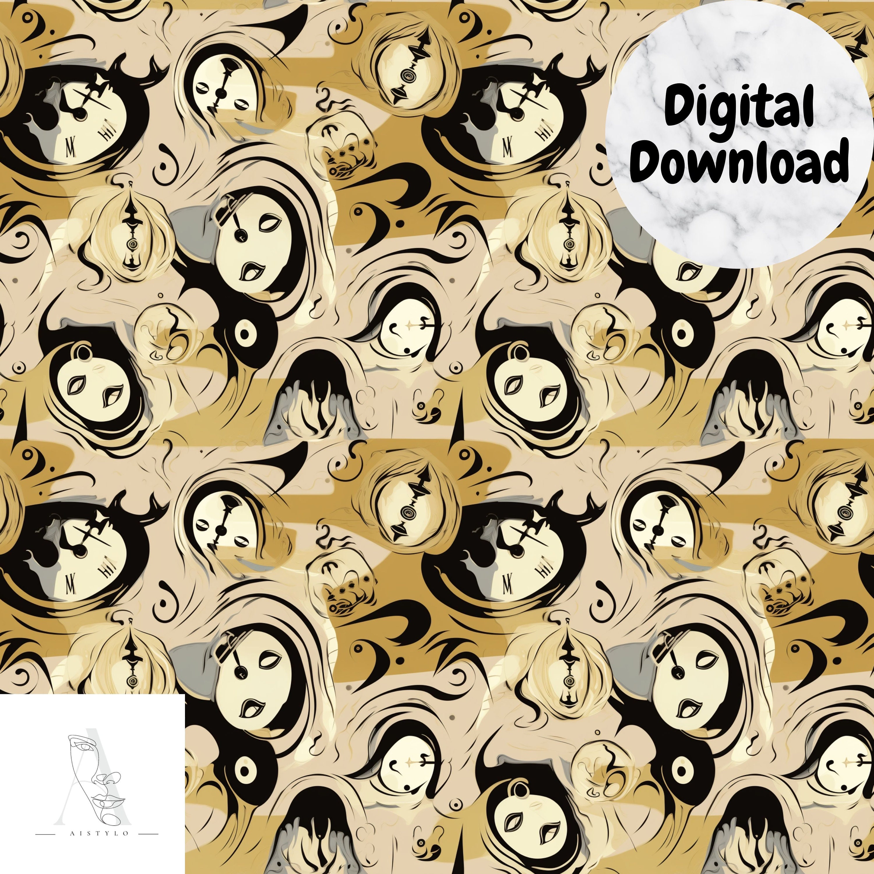 Salvador Dali Inspired Seamless Pattern - Etsy
