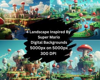 Geïnspireerd door Super Mario Landscape AI Verbluffende digitale achtergronden voor boeiende beelden!
