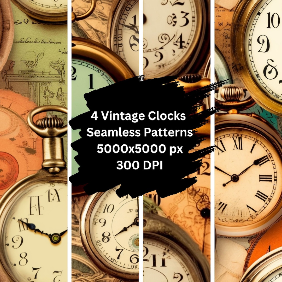 Vintage Clocks Ai-generated Seamless Patterns: Unique and Vibrant ...