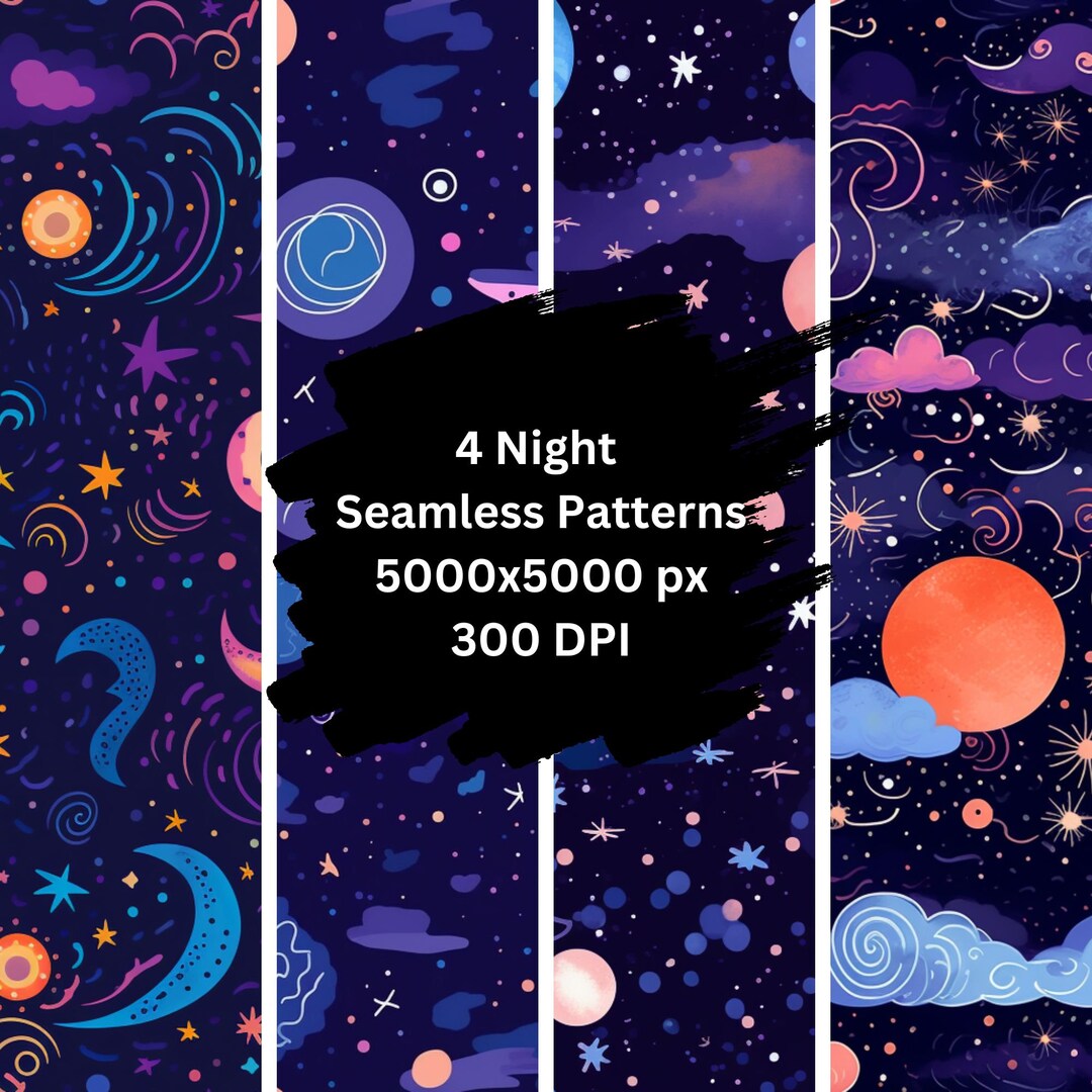Starry Night Ai-generated Seamless Patterns: Unique and Vibrant Designs ...