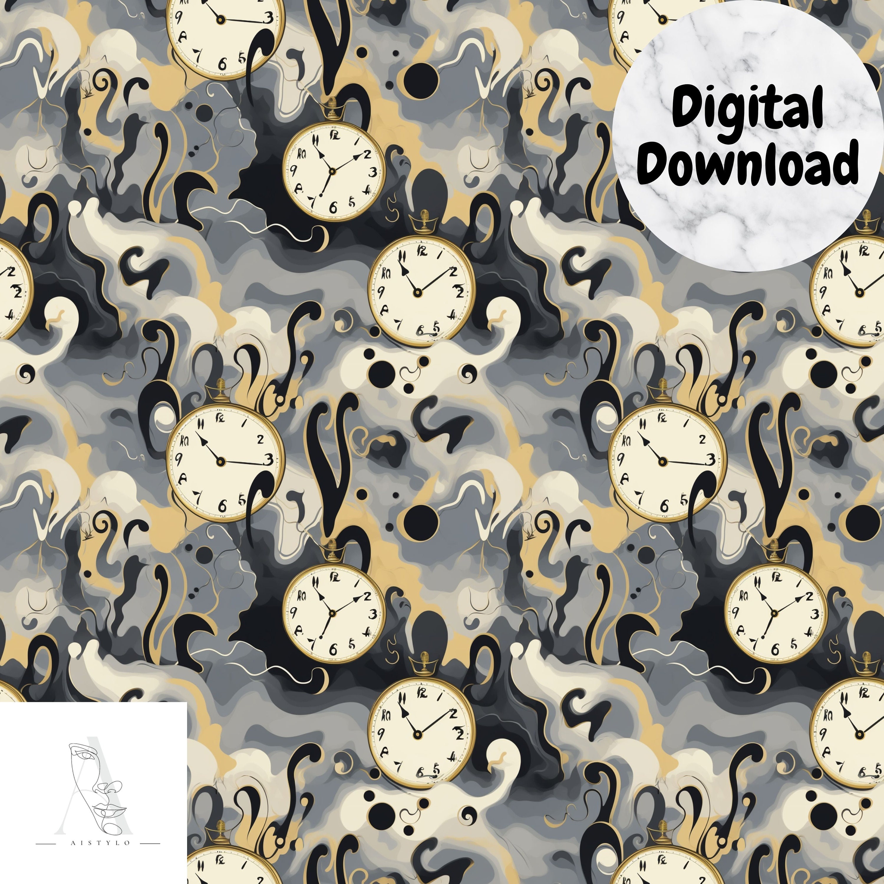 Salvador Dali Inspired Seamless Pattern - Etsy