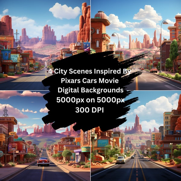 City Scenes Inspired By Pixar’s Movie CarsAI Stunning Digital Backdrops for Captivating Imagery!