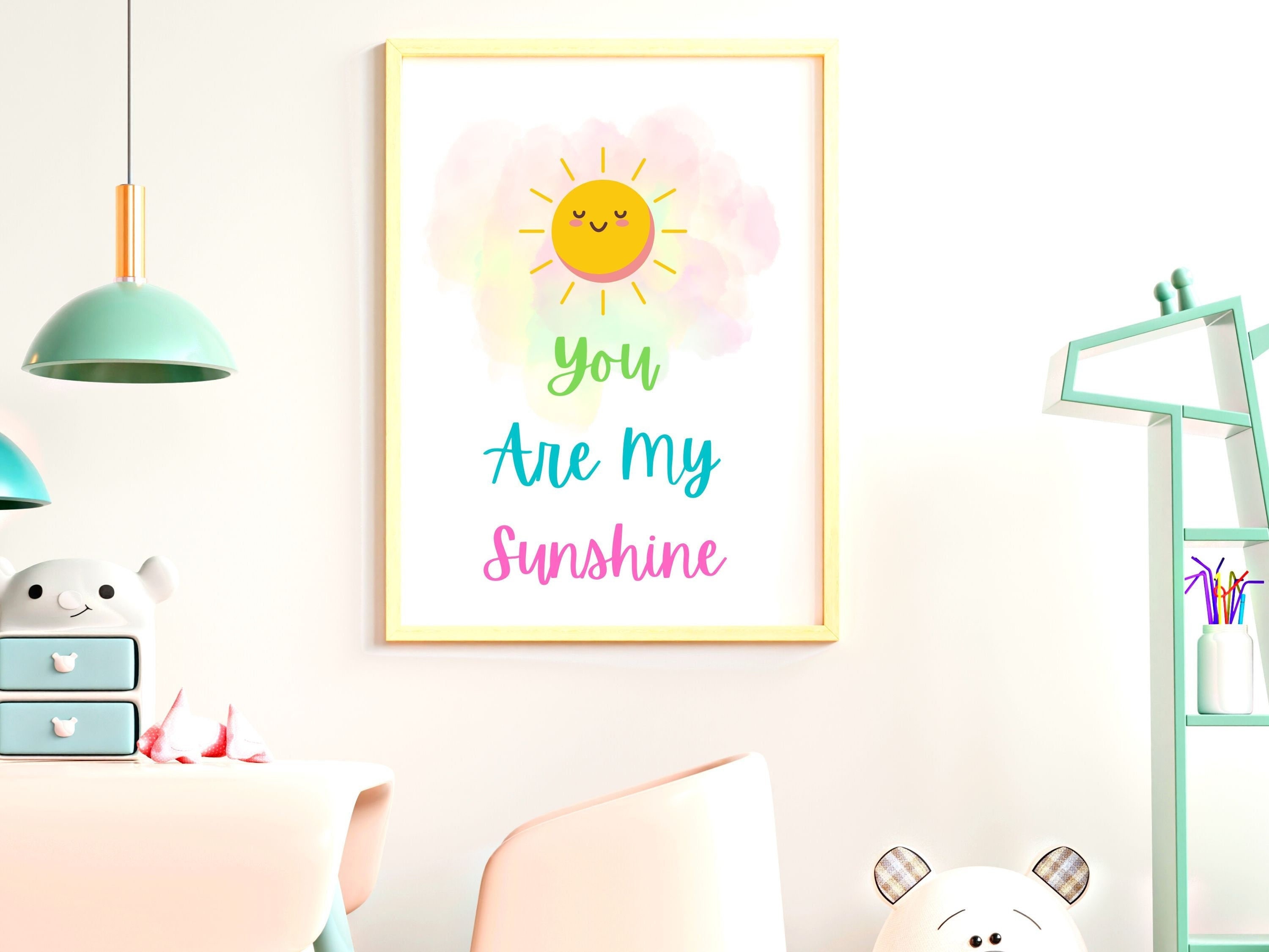 You Are My Sunshine Printable Pastel Nursery Room Decor - Etsy