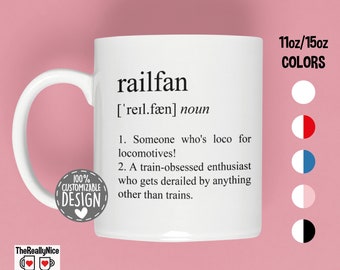 Funny Trainspotter Mug | Trains Railroad Mug, Railfan Definition, Train Watcher Gift, Gifts for Train Conductor, Train Lover Coffee Mug
