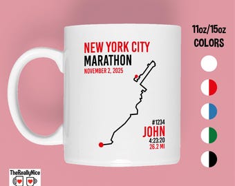 Personalized New York City Marathon Map Mug | Runner Gift