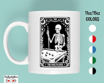 Billiards Tarot Mug | Skeleton Pool Player Tea Cup