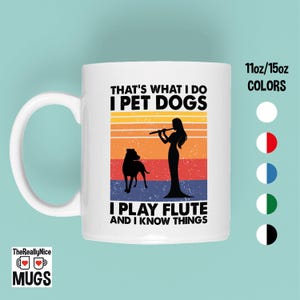 Flute Player Mug | Female Musician and Dog Lover Tea Cup