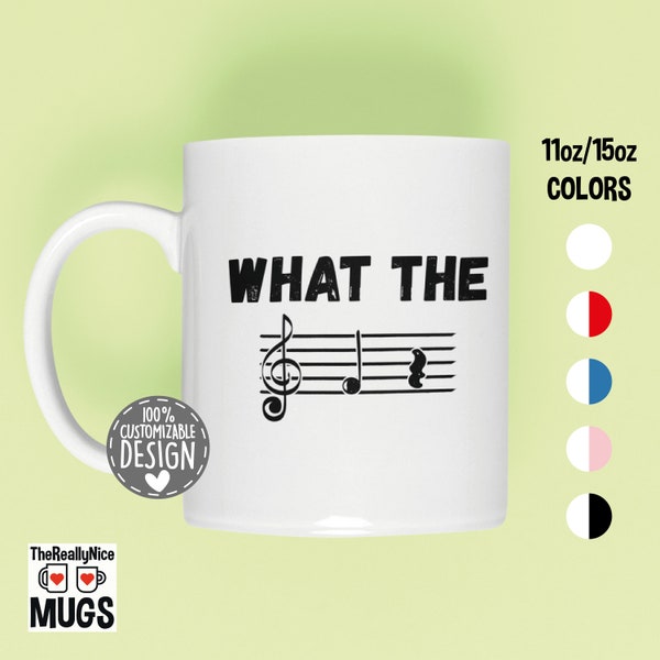 What The F Musical Note Mug | Treble Violin Clef, Musician Gift, Pianist, Music Lover Tea Cup, Piano, Gift For Teacher, Sarcastic Coffee Mug