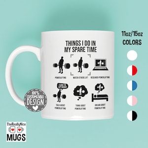 Powerlifting Mug | Things I do in my spare time, Perfect Gift for Weightlifting and Fitness Lover Tea Cup, Funny Strongman Coffee Mug