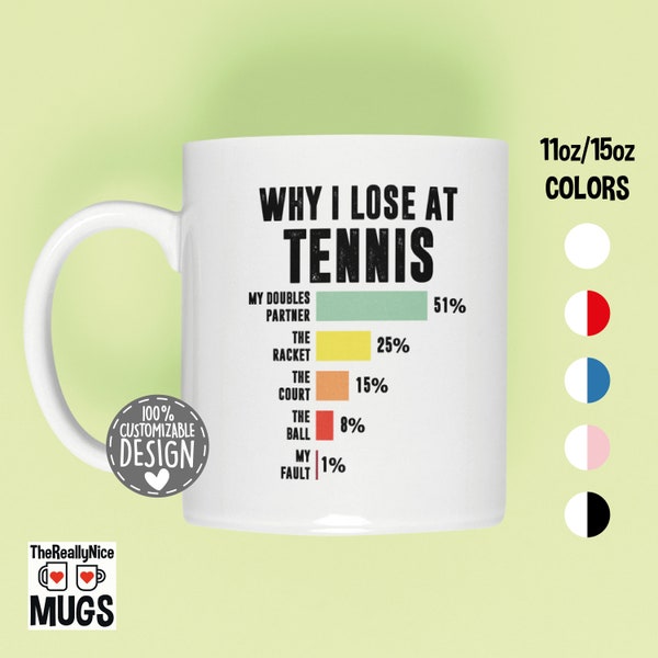 Tennis Player Mug | Funny Tennis Gift, Why I Lose At Tennis, Funny Tennis Lover Mug, Tennis Coach Coffee Mug
