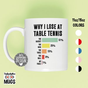Funny Table Tennis Mug | Why I Lose, Ping Pong Lover Tea Cup, Table Tennis Player Gift, Tournament Coffee Mug
