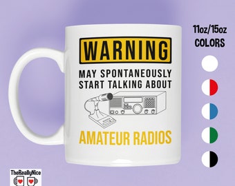 Funny Ham Radio Mug | Warning Design, Licensed Amateur Radio Operator Gift