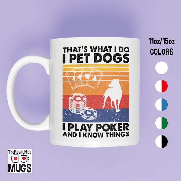 Poker Mug | Bluffing with Paws, Pet Dogs Play Poker Tea Cup, Whimsical Coffee Mug for Poker Players Who Love Dogs