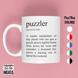 Puzzle Lover Mug | Funny Puzzler Definition, Jigsaw Enthusiast Tea Cup - Fun Puzzle Coffee Mug for Game Lovers