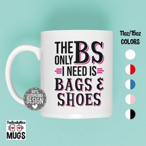 Taza para amantes de bolsos y zapatos / Regalo para adictos al bolso, Taza de té para coleccionista de bolsos, Taza de café para influencer de moda para coleccionistas de zapatos