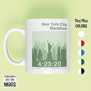 Custom New York City Marathon Coffee Mug, Runner Gift, Personalized NYC Marathon Tea Cup, New PB Mug, Major Marathon Finisher Gift
