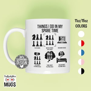 Funny Chess Mug | Chess Player Gift, Chess Lover Mug, Things I Do In My Spare Time, Gambit Coffee Mug