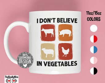 Carnivore Coffee Mug | I Don't Believe in Vegetables, BBQ Smoker Gift