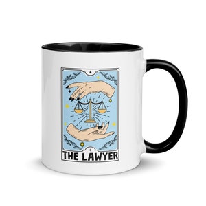 Funny Lawyer Mug |  Tarot Card The Lawyer, Legal Professional Tea Cup - Attorney Coffee Mug for Law Enthusiasts