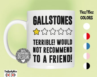 Funny Gallstone Surgery Mug | Would Not Recommend, Bilestone Get Well Soon Gift, Gallstone Recovery Coffee Mug