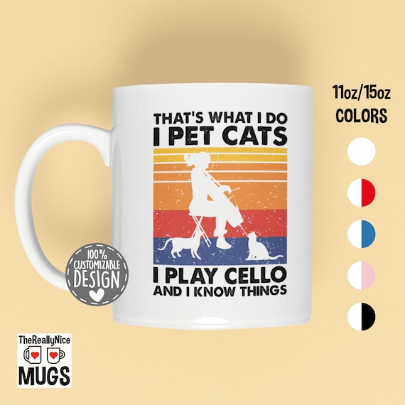 Cellist Cat Lover Mug | Musician Coffee Cup
