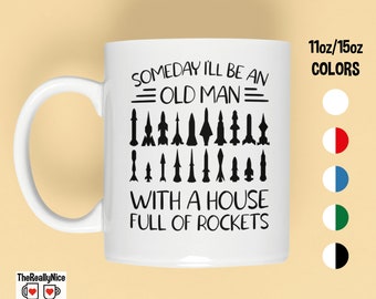 Rocket Enthusiast Coffee Mug | Old Man With Rockets Tea Cup